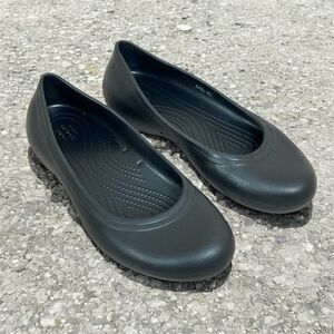 Crocs at Work Shoes Womens 10 Black Slip Resistant Ballet Flat Casual Comfort